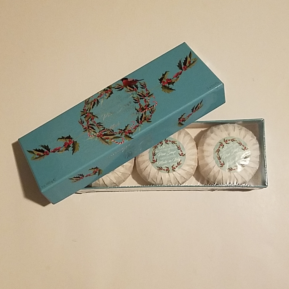 NEW Cascia All'Olmo Fine Pine Soap - Gift Boxed Set 3 x 3.5 Oz Sapone - Italy